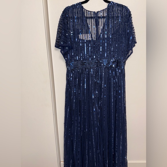 NWT | Mac Duggal 14007 Midnight Blue Navy A Line Embellished Midi Dress Size 12 - Picture 13 of 15